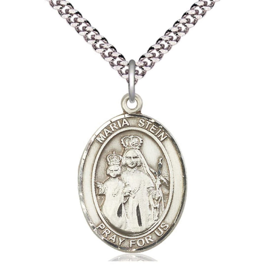 Bliss Maria Stein Pewter Oval Engravable Medal Necklace – Heavenly ...