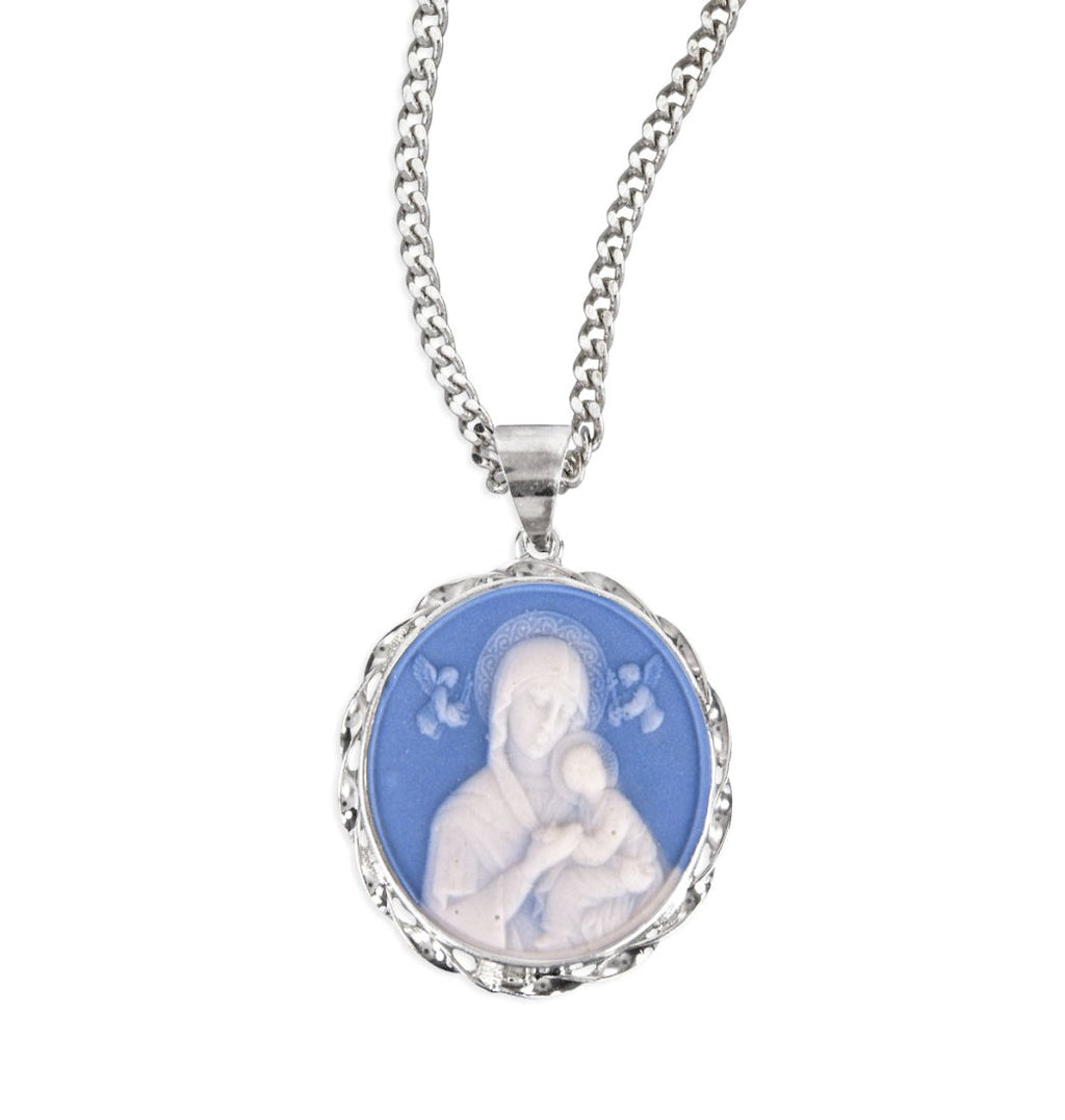 Sterling Silver Our Lady of Perpetual Help Cameo Necklace - HMH ...