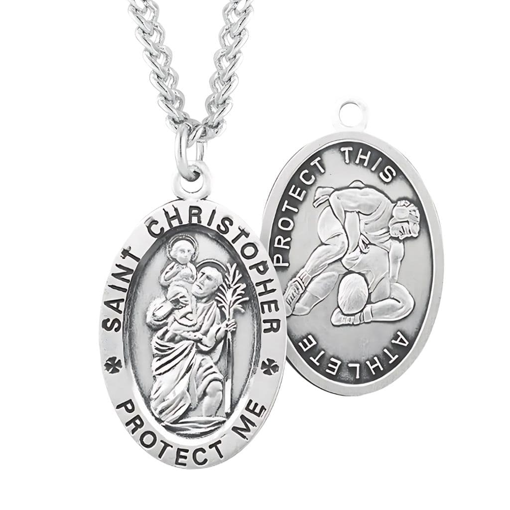 St. Christopher Oval Sterling Silver Medal Necklace – Heavenly Divine ...