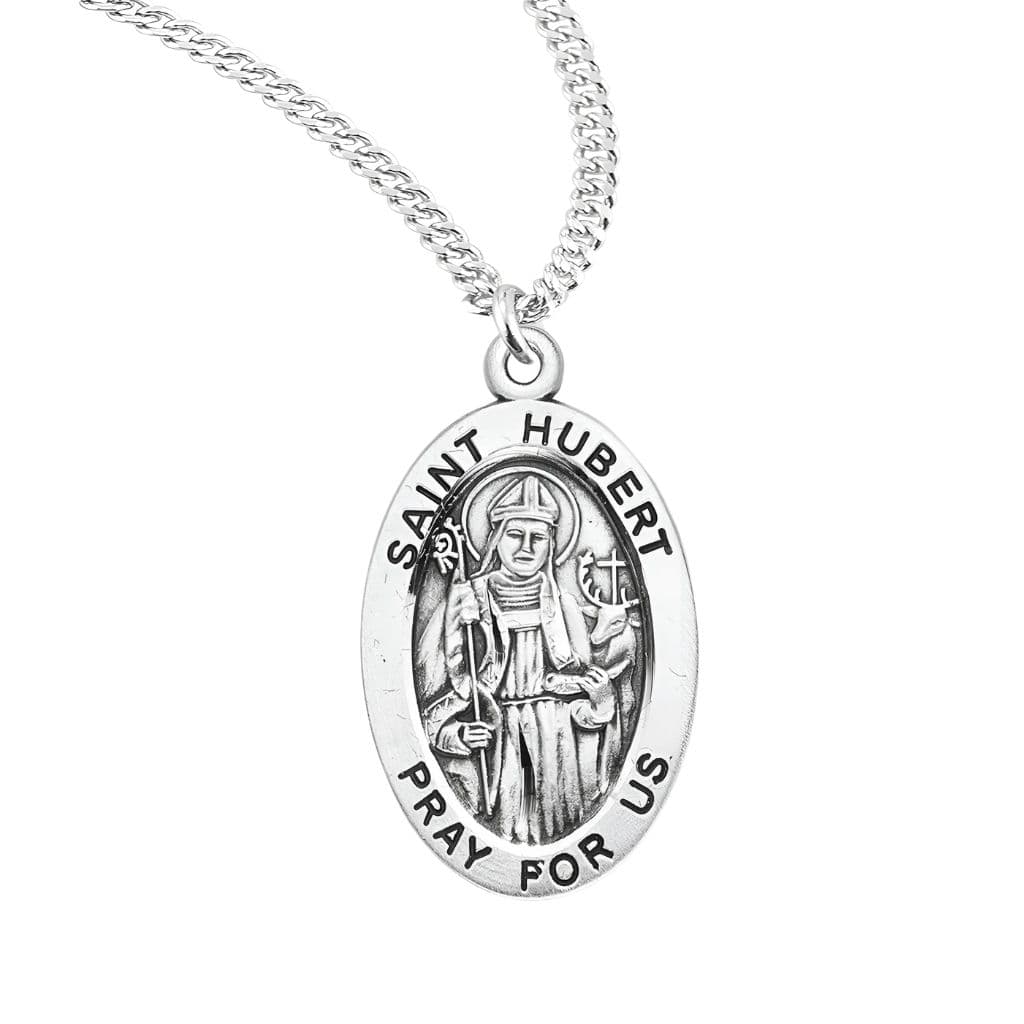 St. Hubert Sterling Silver Catholic Patron Saint Necklace – Heavenly