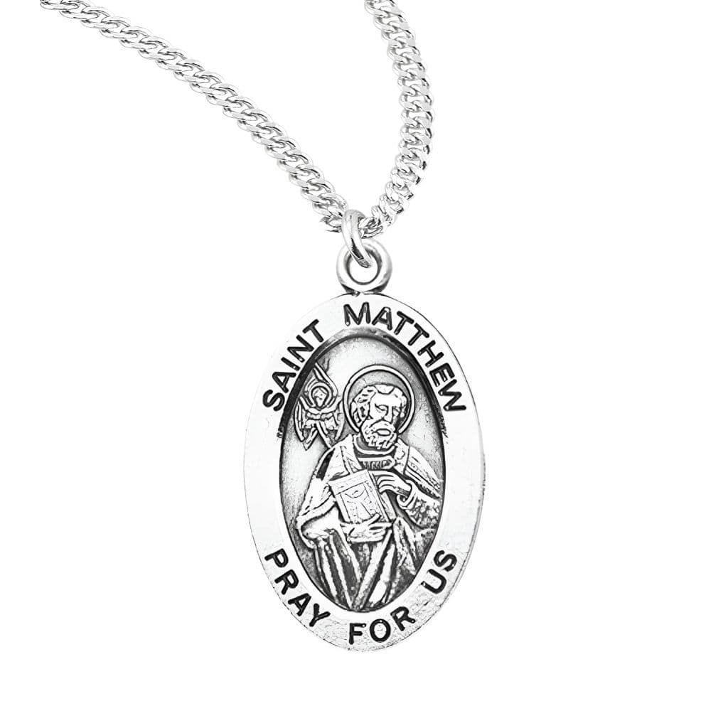 St Matthew the Apostle Sterling Silver Medal Necklace - HMH