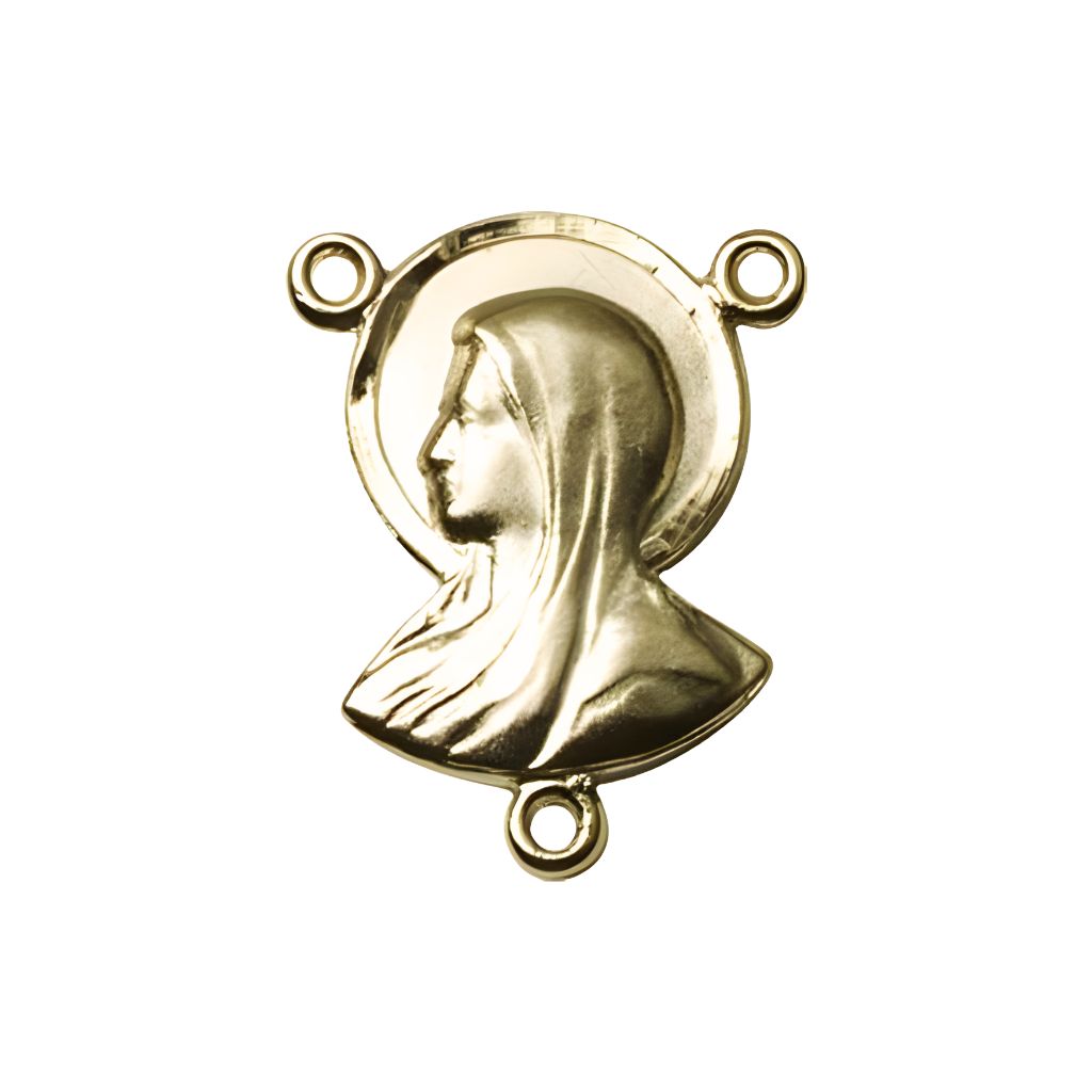 Bliss Madonna Engravable Gold-plated Rosary Centerpiece, Measures 7/8-inch by 1/2-inch with jump rings