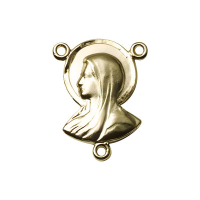 Madonna Engravable Gold-plated Rosary Centerpiece, Measures 7/8-inch by 1/2-inch with jump rings, Bliss Manufacturing