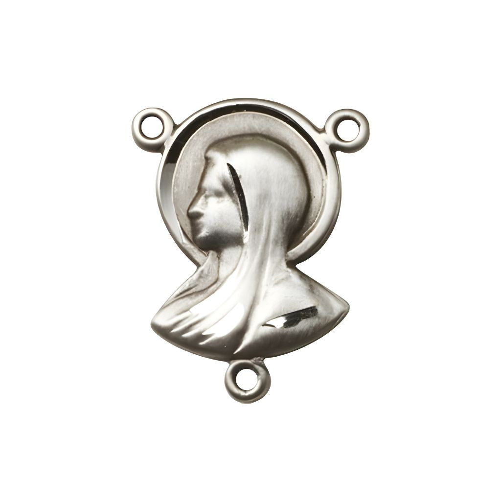 Bliss Madonna Engravable Pewter Rosary Centerpiece, Measures 7/8-inch by 1/2-inch with jump rings