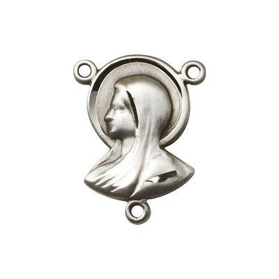 Madonna Engravable Pewter Rosary Centerpiece, Measures 7/8-inch by 1/2-inch with jump rings, Bliss Manufacturing