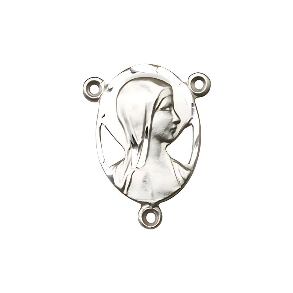 Bliss Novena Rosary Silver Centerpiece, 7/8-inch x 5/8-inch