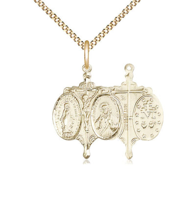 Catholic Novena Gold-Filled Medal Pendant with Plated Chain, 0021GF_18G, Bliss Manufacturing