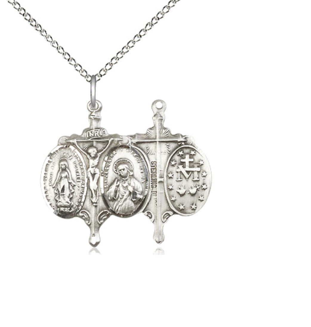 Bliss Manufacturing Catholic Novena Medal Pendant Jewelry,with Sterling Silver Chain,