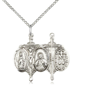 Catholic Novena Medal Pendant Jewelry, with Sterling Silver Chain, Bliss Manufacturing