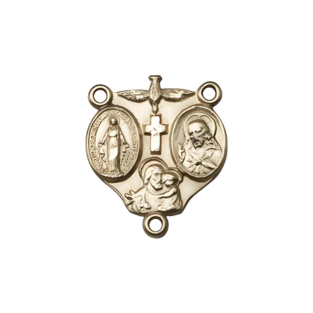 Bliss Catholic 3-Way Rosary Gold Centerpiece, 3/4-inch by 5/8-inch