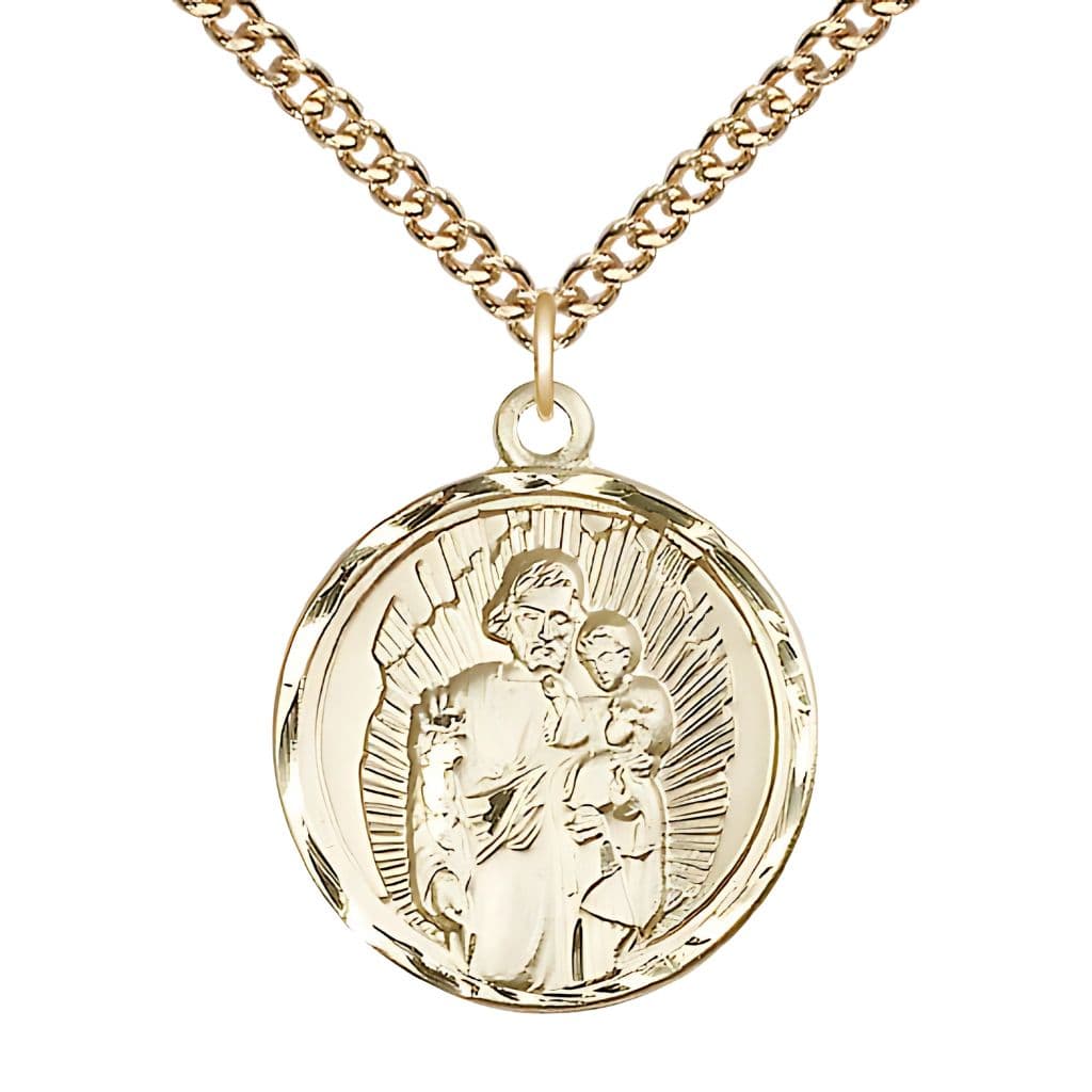 Bliss St. Joseph Round 14kt Gold-filled Medal Necklace with 14kt Gold-filled Chain, 1-inch,