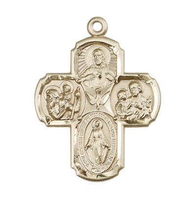 Large Spanish 5-Way Cross 14kt Gold Medal Only, Bliss Manufacturing