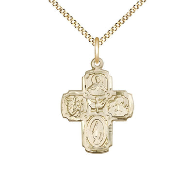 Spanish Medium 5-Way Cross Holy Spirit Gold-Filled Medal Necklace, Bliss Manufacturing