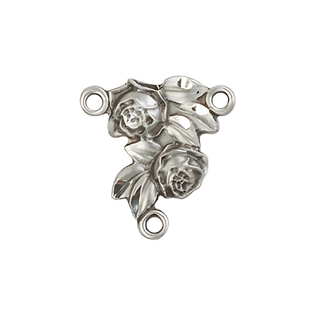 Bliss Rosebuds with Leaves Silver Rosary Centerpiece, 1/2-inch
