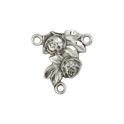 Rosebuds with Leaves Silver Rosary Centerpiece, 1/2-inch, Bliss Manufacturing
