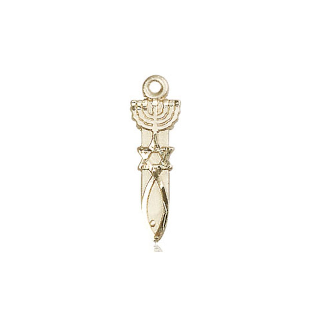 Bliss 14kt Gold Menorah Star Fish Medal,