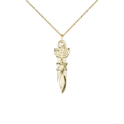 Menorah Star Fish 14kt Gold-filled Medal Necklace with Gold-filled Rope Chain, Medal Measures 3/4-inch tall by 1/4-inch wide, Bliss Manufacturing