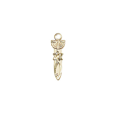 Menorah Star Fish 14kt Goldd Medal, 1/2-inch tall by 1/8-inch wide, Bliss Manufacturing