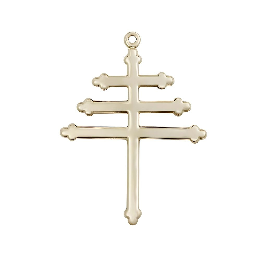 Bliss Maronite Cross 14kt GoldPendant Necklace, Made in USA, 1 3/8-inch,