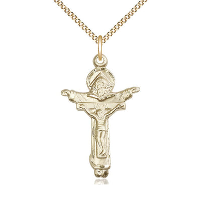 Trinity Father, Son & Holy Spirit Gold-filled Crucifix Necklace with Plated Chain, Bliss Manufacturing