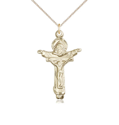 Trinity Father, Son & Holy Spirit Gold-filled Crucifix Necklace with Gold-filled Chain, Bliss Manufacturing