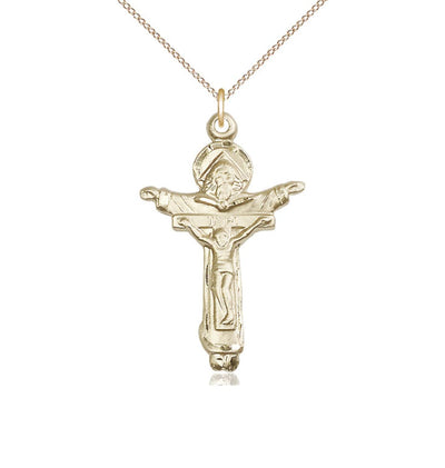 Trinity Father, Son & Holy Spirit 14kt Gold Crucifix with 14kt Gold Chain, Bliss Manufacturing