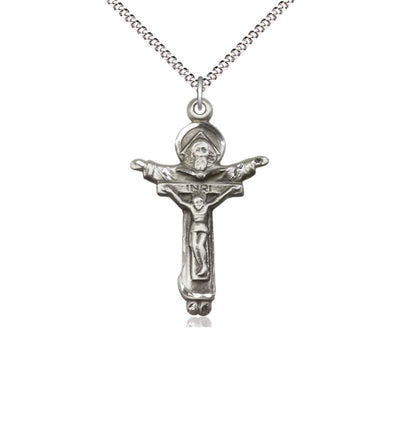 Trinity Father, Son & Holy Spirit Sterling Silver Crucifix Necklace with Plated Chain, Bliss Manufacturing