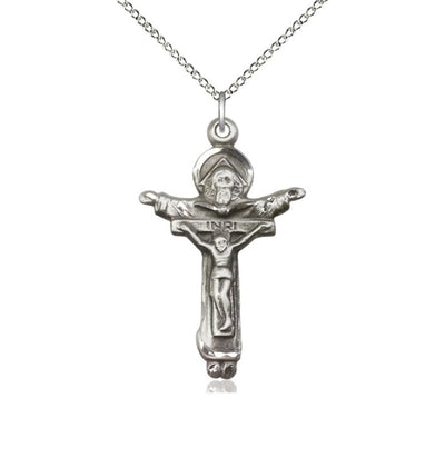 Trinity Father, Son & Holy Spirit Sterling Silver Crucifix Necklace with Sterling Chain, Bliss Manufacturing