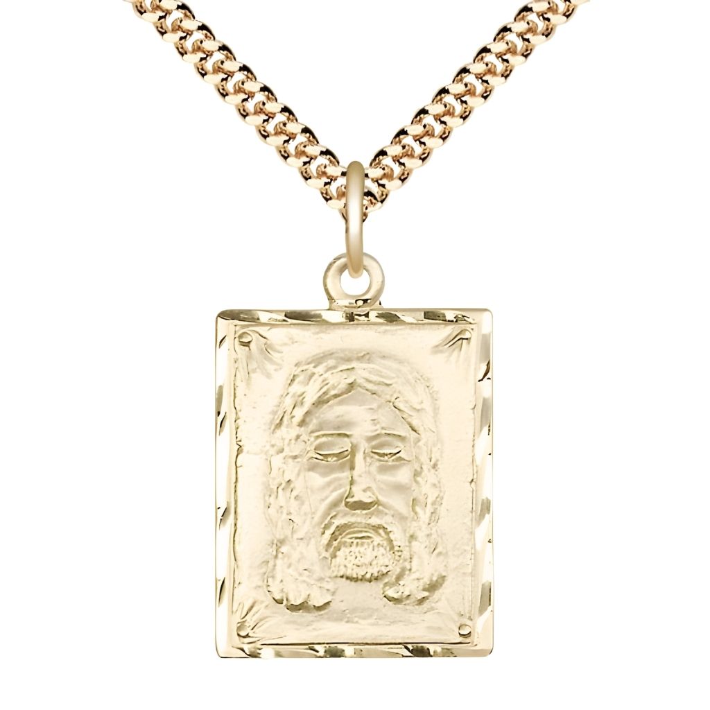 Holy Face of Jesus 14kt Gold-filled Medal with Optional gold-plated chain and deluxe gift box by Bliss Manufacturing