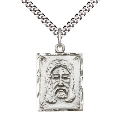 Holy Face of Jesus Sterling Silver Medal with Optional rhodium-plated chain and deluxe gift box by Bliss Manufacturing