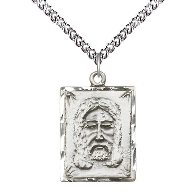 Holy Face of Jesus Sterling Silver Medal with Optional sterling silver chain and deluxe gift box by Bliss Manufacturing