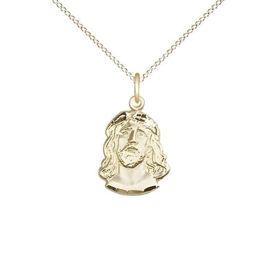 Jesus Profile of the Ecce Homo 14kt Gold=filled Medal with Gold-filled Chain, Measures 5/8-inch tall by 3/8-inch wide, Bliss Manufacturing