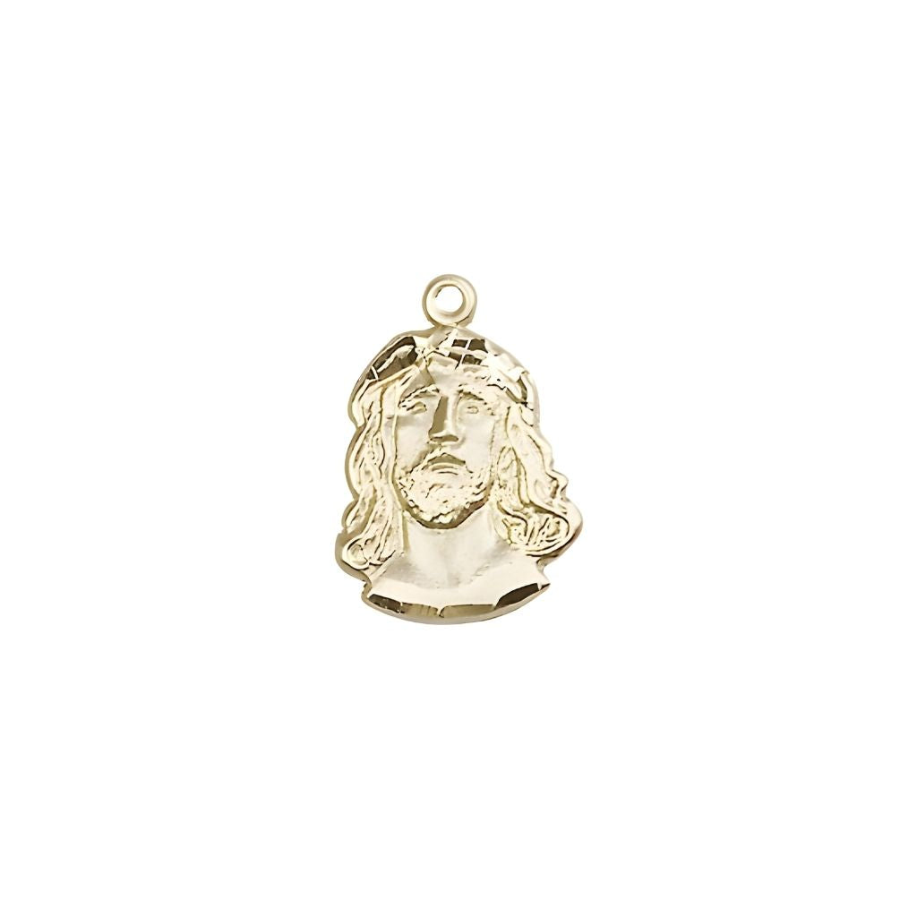 Bliss Jesus Profile of the Ecce Homo 14kt Gold Medal, Measures 5/8-inch tall by 3/8-inch wide