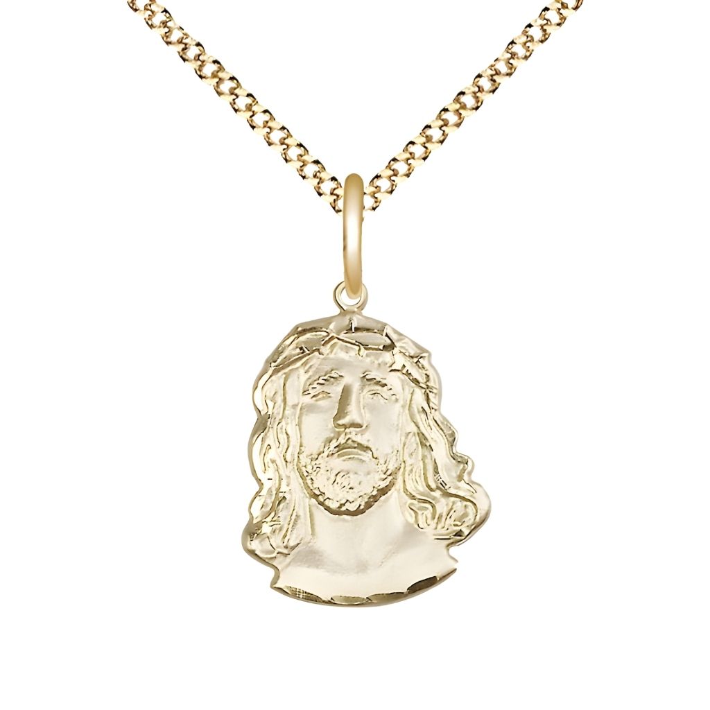 Bliss Profile of the Ecce Homo | Crown of Thorns  14kt gold-filled pendant with Gold-plated Light Curb Chain with Lobster Claw Clasp