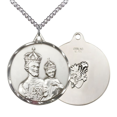 St. Joseph & Child Jesus with Sacred Heart Necklace, pewter / gold-filled / 14kt gold (view 3), Bliss Manufacturing