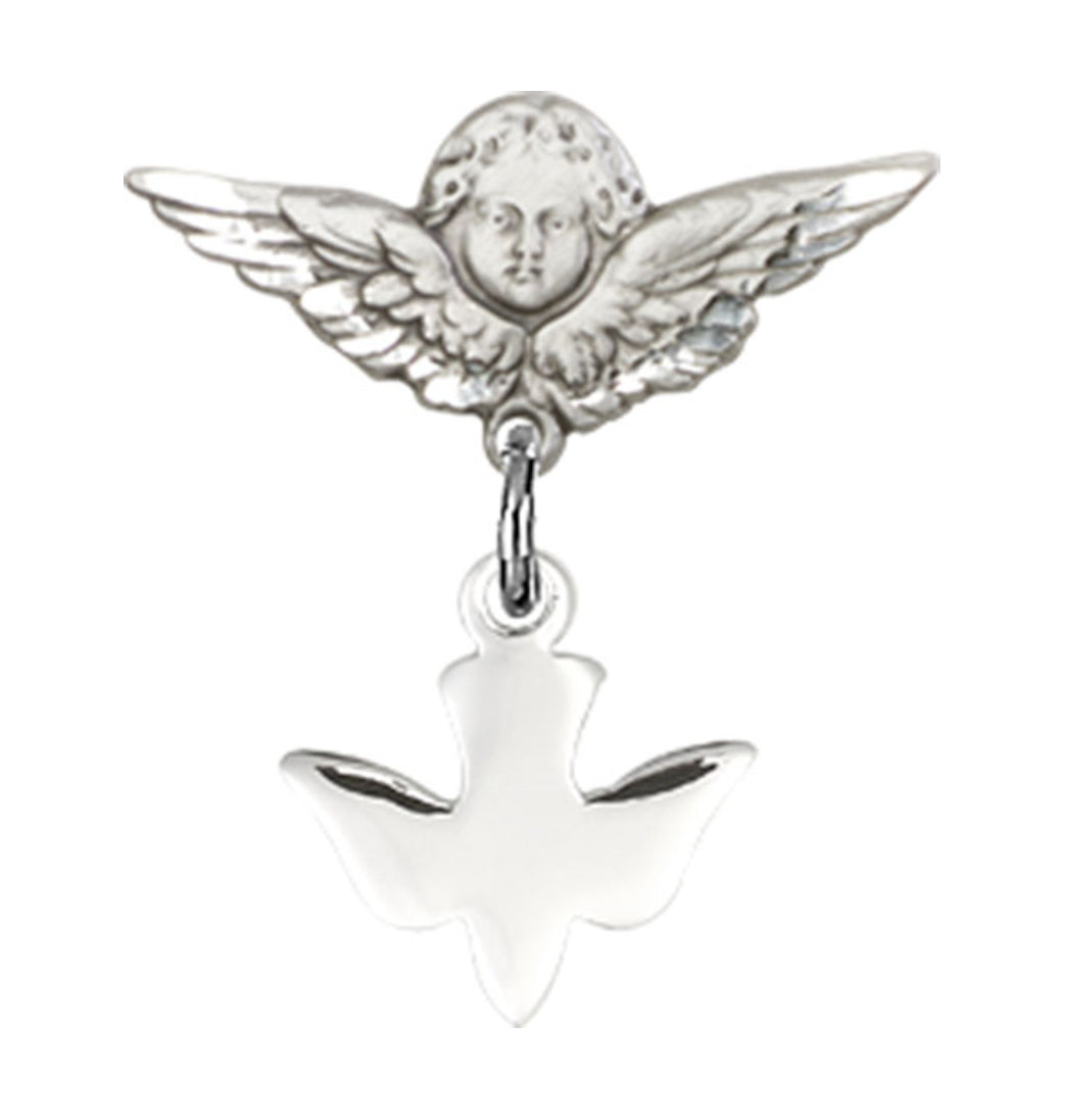 Bliss Baby Bar Pin w/Holy Spirit Dove Charm w/Small Wings Badge