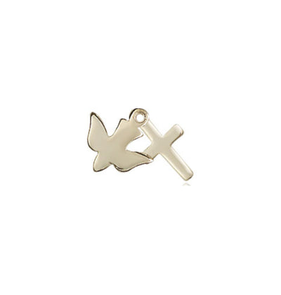 14kt Gold Holy Spirit Dove and Cross Pendant, Bliss Manufacturing