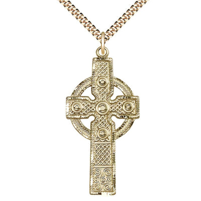 Gold-filled Irish Kilklispeen Cross Necklace with Chain, Bliss Manufacturing