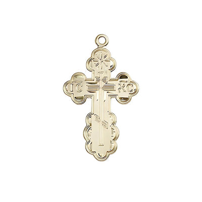 St. Olga Cross 14kt Gold Medal, Medal Measures 1 1/8-inch tall by 5/8-inch wide, Bliss Manufacturing
