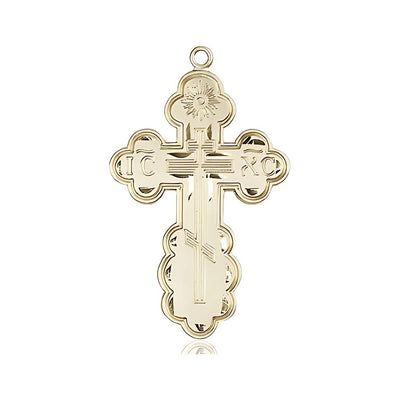 St. Olga Cross 14kt Gold Medal, 1 3/8-inch tall, Bliss Manufacturing
