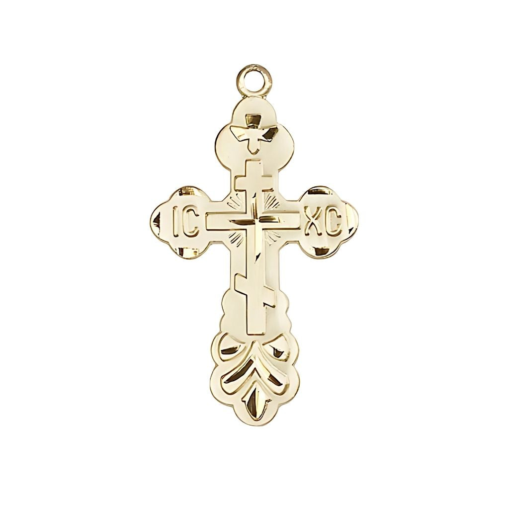 Bliss St. Xenia Orthodox Cross 14kt Gold Cross Medal, 1 3/8-inch tall,