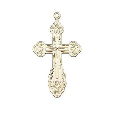 14kt Gold Vladimir Cross Medal, 1 7/8-inch tall by 1-inch wide, Bliss Manufacturing