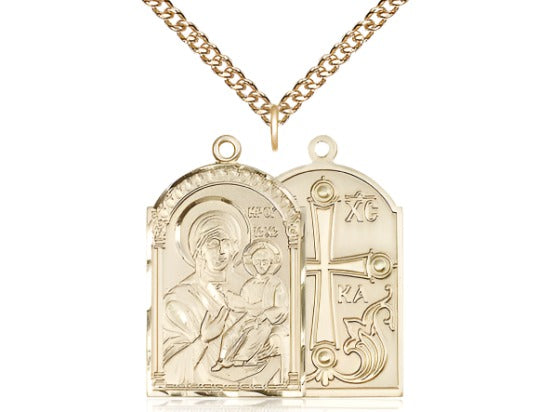 Bliss Mother of God Gold-filled Pendant Necklace w/Gold-filled Curb Chain