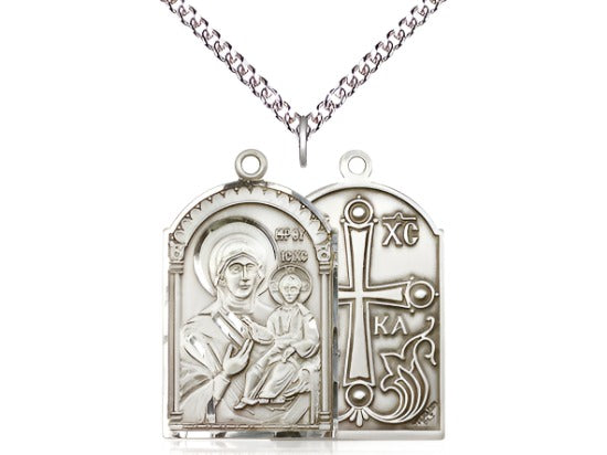 Mary Mother of God Sterling Silver Pendant Necklace w/Sterling Silver Chain