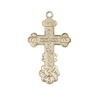 Kiev Cross 14kt Gold Medal, 1 1/2-inch tall by 7/8-inch wide, Bliss Manufacturing