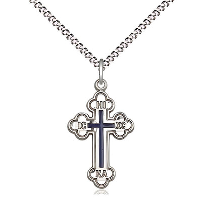 Eastern Orthodox IC XC NIKA Medal Necklace with Rhodium-plated Light Curb Chain, 7/8-inch tall by 1/2 - inch wide, Bliss Manufacturing