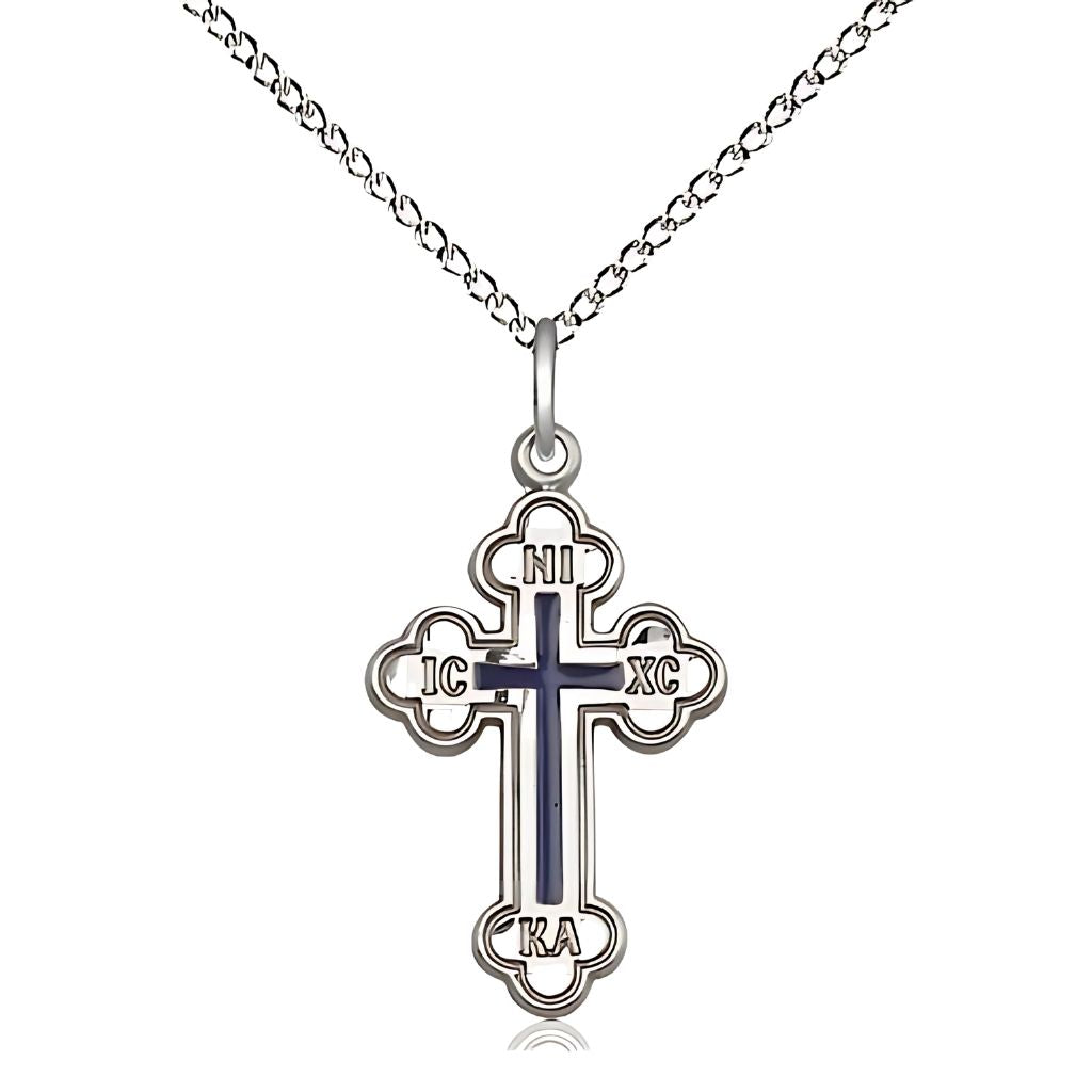 Bliss Eastern Orthodox IC XC NIKA Medal Necklace with Sterling Silver Light Curb Chain, 7/8-inch tall by 1/2 - inch wide