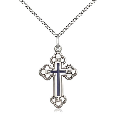 Eastern Orthodox IC XC NIKA Medal Necklace with Sterling Silver Light Curb Chain, 7/8-inch tall by 1/2 - inch wide, Bliss Manufacturing