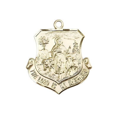 The Lord Is My Shepherd 14kt Gold Medal, Measures 7/8-inch tall by 3/4-inch wide, Bliss Manufacturing