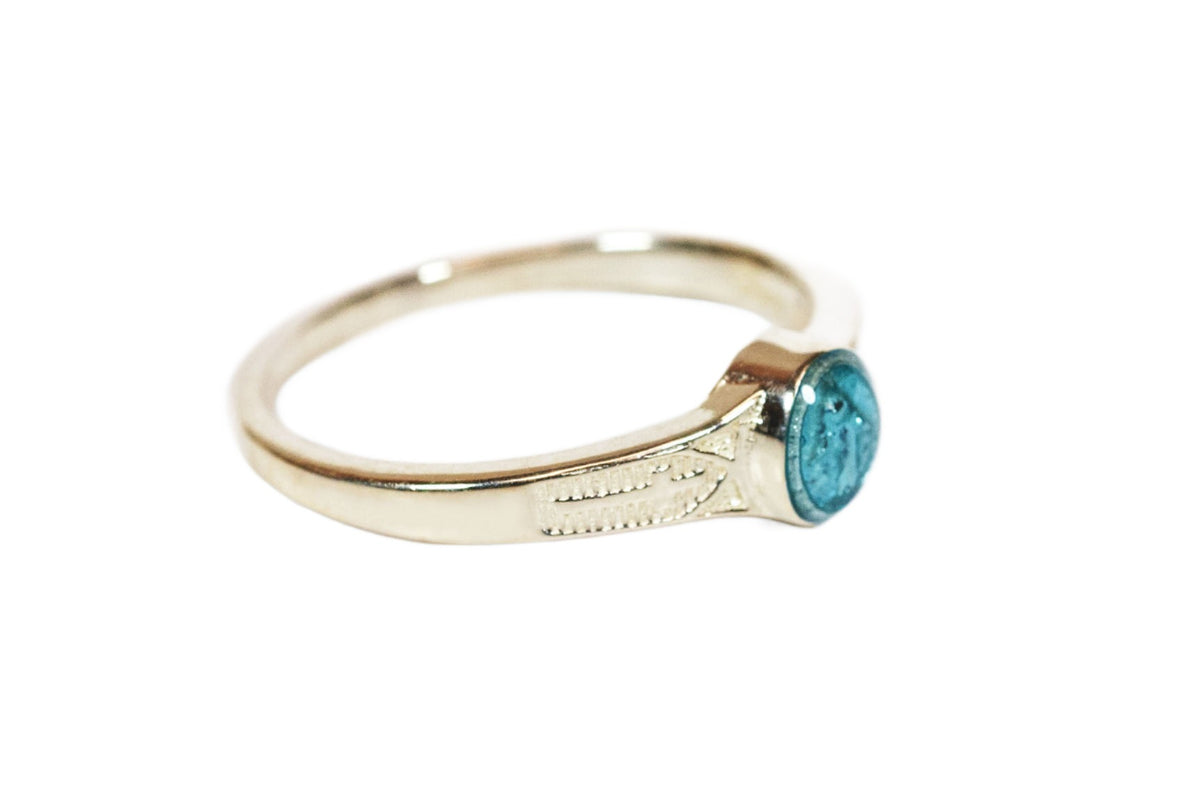 Bliss Child's 14kt Gold Miraculous Ring w/Blue Epoxy